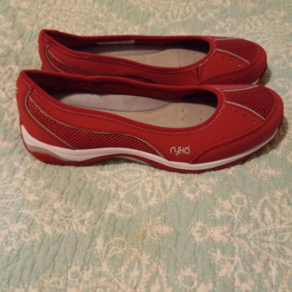 Ryka Women's Red With Gray Accents Slip On Sneaker. 7 1/2 Wide. Brand new.
